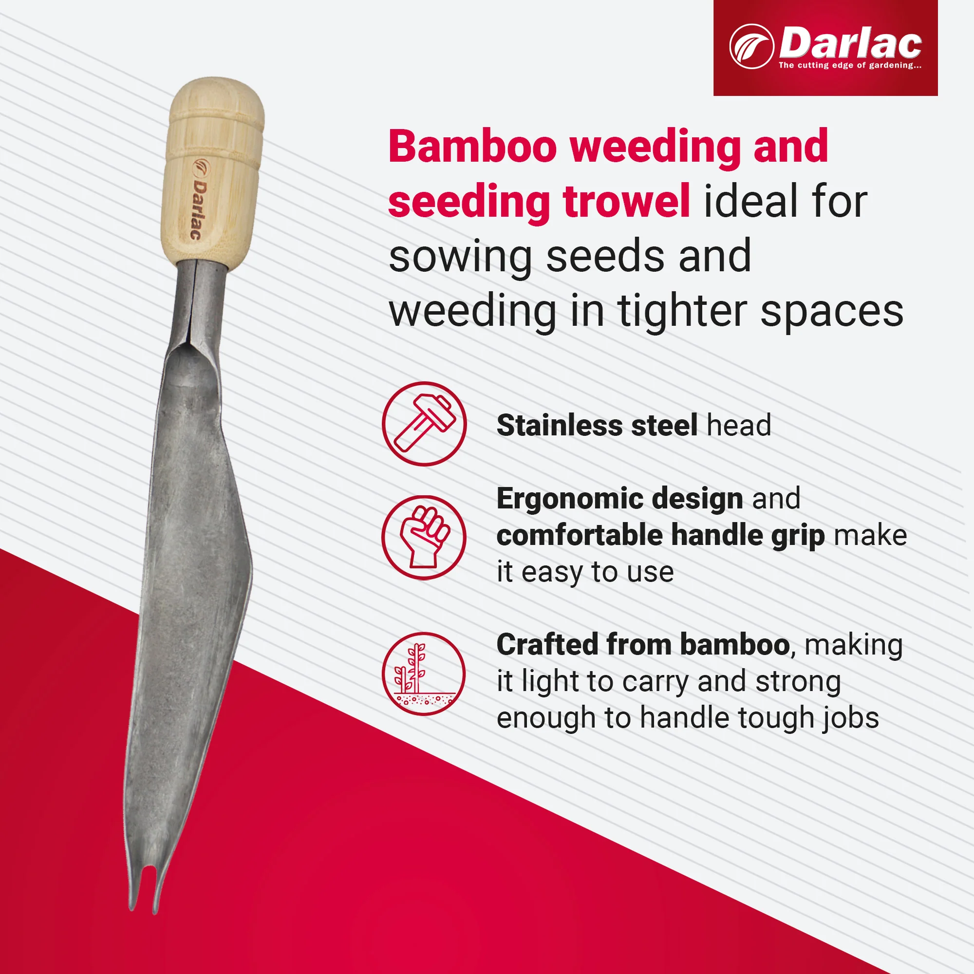 Darlac Bamboo Weeding & Seeding Trowel - Image 3