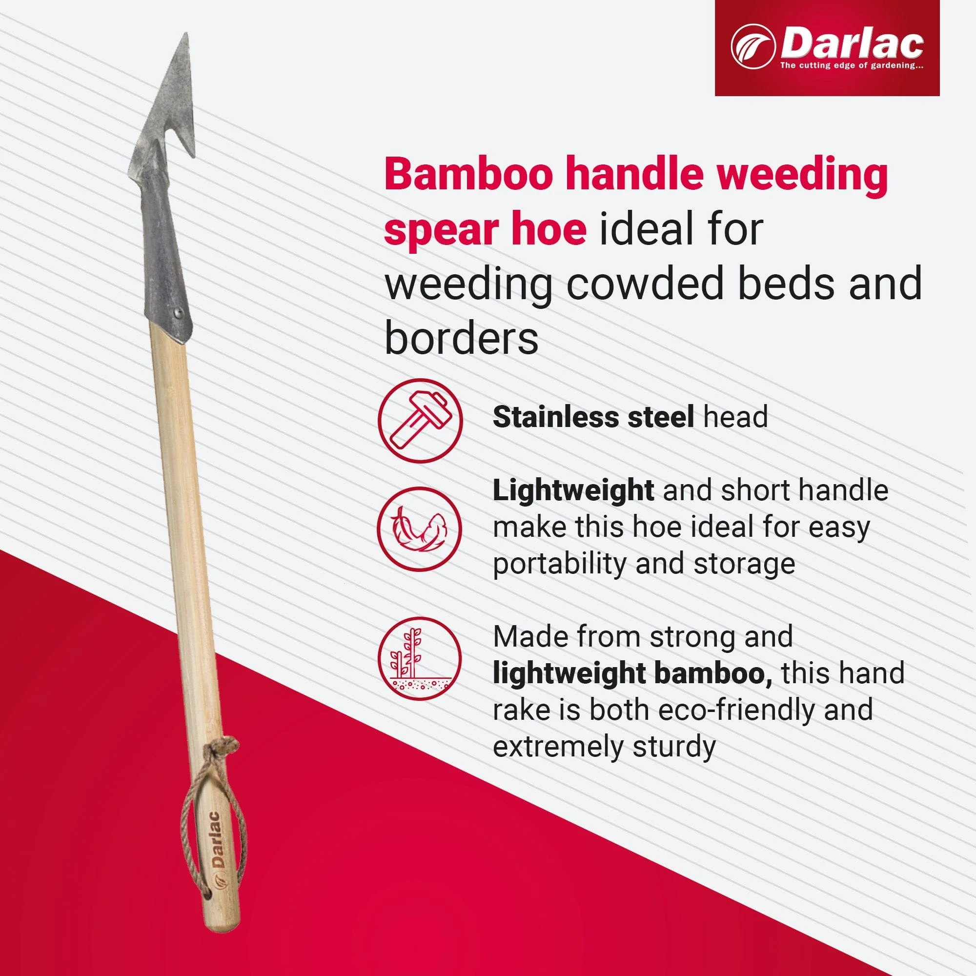 Darlac Bamboo Weeding Spear Hoe Short Handle - Image 3