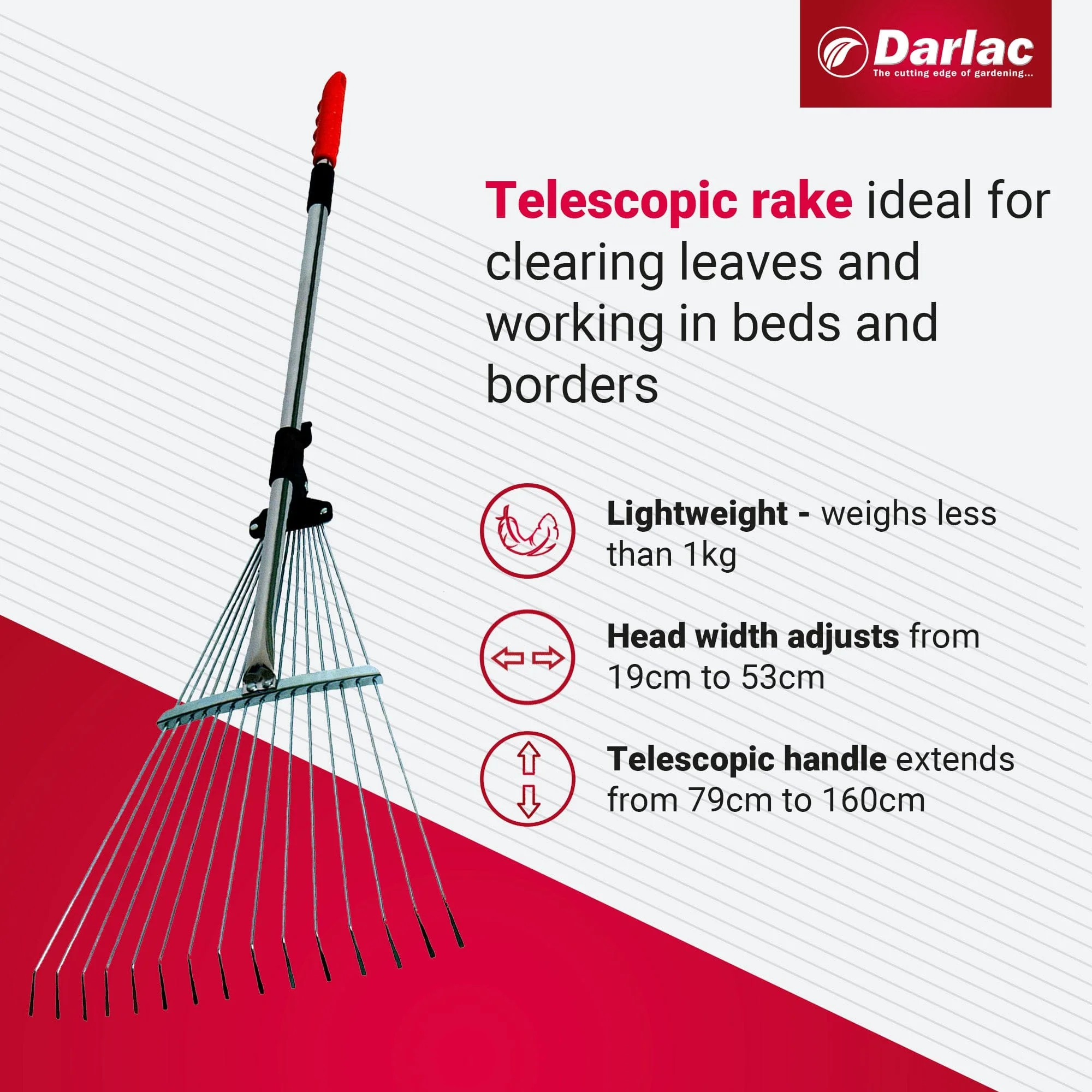 Darlac Expanding Telescopic Rake 15 Tine - Image 3