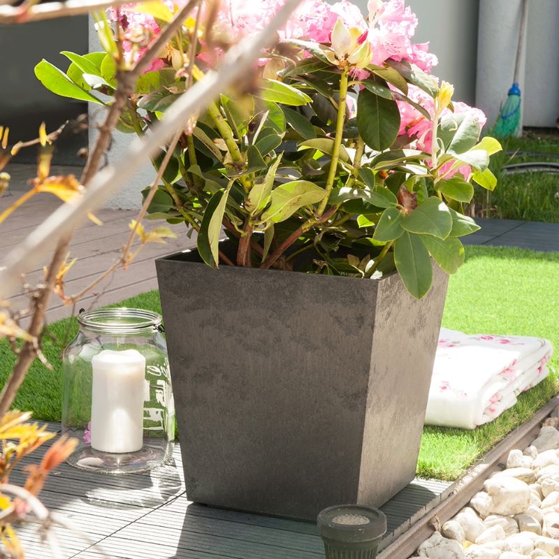 Sonata Recycled and Unbreakable Plant Pots 33cm Slate Twin Pack - Image 2